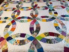 Double Wedding Ring King   Machine Pieced  quilted   Quilt 3-27a