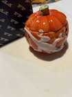 Fitz And Floyd Halloween Pumpkin Candy Dish-handpainted 1988-w  Box