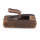 Genuine Leather Zipper Pen Pencil Case Bag Handmade Vintage Retro Creative Case