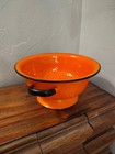 Huta Silesia Orange Enamelware Colander Strainer Made In Poland Vintage 9 Inch