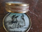 Antique French Pair Jewelry Trinket Pill Bonbon Boxes Reverse Glass Portraits