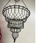 Antique Victorian 2 Tier Hanging Plant Basket Wire Metal Planter Garden Decor