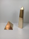 Vintage Pair Of 1970 s Mid Century Brass Obelisks pyramid 