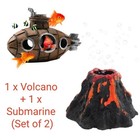 Aquarium Decoration Set Resin Submarine   Volcano Air Bubbler Fish Tank Ornament