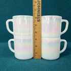 Set Of 4 Vintage Federal Moonglow Iridescent Milk Glass Coffee Mug Cups 
