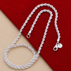 925 Sterling Silver Rope Chain Necklace 4mm Women Men Pendant Chain 16-24 Inch