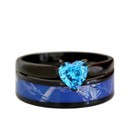 Black Plated Red Blue Purple Heart Cz Camo Wedding Rings Bridal Engagement Set