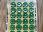 Card 24 Vtg Green Glass Flower Buttons - Elegant Czechoslovakia - 3 4    - Old Lot