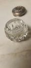 Antique Sterling Repousse Lid Small Crystal Dresser Powderjar Rouge Vanity11 2