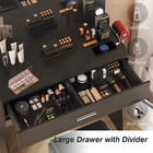 Vanity Table Set With Lighted Mirror - Makeup Vanity With Charging Station  Larg