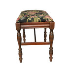 Antique Carved Wood Bench Piano Stool With Floral Tapestry Upholstery - Rare  