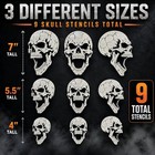 Lime Line Realistic Skull Airbrush Stencil Set - 9 Pcs Skull Design Templates
