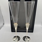 Lot Of 2 Waterford Crystal Lismore Diamond Toasting Flutes Wedding   11    Silver