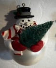 Vintage Lot Of 2 Glass Snowman Christmas Ornaments 