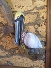 Vintage Old Art Sculpture Brown Pelican Wood Carving Wooden Plaque Bird Art