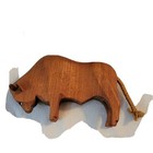 Hand Carved Wood Bull Bison With Horns Vintage   6 5 