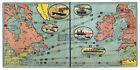 Vintage Board Game Map  atlantic Records  An Ocean Race Game  Chad Valley  1930