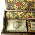 Antique Rocker Blotter   Stamp Tin With Original Floral Box  1920   s Victorian