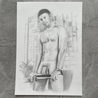 Original Graphite Nude Male Painting     Fine Art Drawing