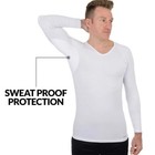 Ejis Men s V-neck Long Sleeve Micro Modal Sweat Proof White Undershirt