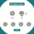 1box 10pcs Retro Beads Stainless Steel Spacer Beads Flat Round With Tree