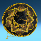 Vintage Pigalle Mexican Sombrero Mariachi Hat Black Gold 18  Hecho En Mexico