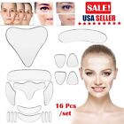 18   Face Neck Chest Anti Wrinkle Pad Reusable Silicone Skin Lift Patch Set Usa