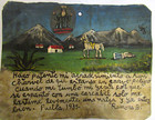 Vtg Hp Mexican Tin Retablo San Charbelsave Women Fallen From Horse In 1935
