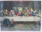 The Last Supper - Beautiful Vintage Italian Lithograph Print Wood Frame 8  X 10 