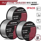 Flux Core Gasless Mig Wire  Mild Steel-e71tgs  035  0 9mm-2 Lbs Spool  3 Rolls 