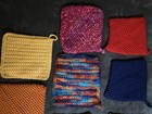Vintage Hand Knitted Kitchen Pot Holders   Set Of 8  5x5   -5x6   