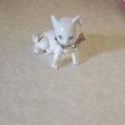 White Porcelain Cat Kitten Figurine Decor With Floral Collar