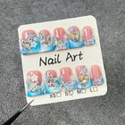 Press On Nails Short Blue White Gradient French Tip 3d Rhinestone Stars M