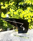 Vintage Acrylic Pen Holder Retro Mcm Black Gold Lightning Bolt Design