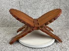 Hand Carved Wooden Folding Book Holder Cookbook Bible Stand