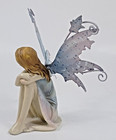 Winged Fairy Girl Statue 4 25 h  Fantasy Figurine  Porcelain  With Metal Wings 
