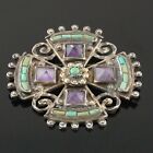 Rare Matl Matilde Poulat Sterling Silver Turquoise   Amethyst Estate Brooch