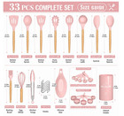 Kitchen Utensil Set Silicone  11pcs Heat-resistant Kitchen Tool Set Pink