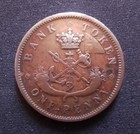 1857 Bank Of Upper Canada One Penny Token - Vf-25 - Sharp Intact Rims - Pc-6d