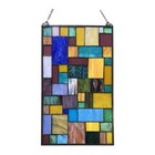 Geometric Design Stained Glass Tiffany Style Hanging Window Panel Suncatcher