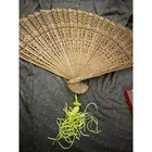 Vintage Hand Carved Wooden Folding Fan With Tassel And Gift Box Natural Wood