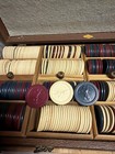 Lowe Antique Clay Horse And Jockey Poker Chips With Wooden Trays And Case