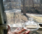 Open Pontil 1860s Covered Apothecary Drugstore Glass Jar W applied Rings   Lid