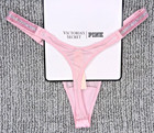 Victoria s Secret Very Sexy Nwt Medium Pink Logo Stripe Shine Strap Thong Panty