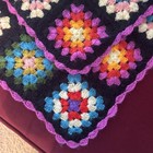 Vtg Granny Square Block Afghan Blanket Crochet Blanket Throw 92 X 62in Boho 