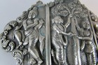Vintage Antique 19thc Rare Chinese Tibetan Silver Buddha Bodhisattva Belt Buckle