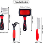 4 Pieces Pet Grooming Kit - Dematting Combs  Slicker Brush  And Steel Comb For R