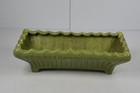 Vintage Mcm Ribbed Art Deco Rectangular Green Planter Whit s P204 Speckled 12 