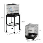44 5  Parakeet Bird Cage Parrot Flight Playtop For Cockatiel Finch Rolling Stand