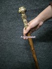Beautiful Designer Antique Compass Style Solid Brass Head Handle Wooden Walking
